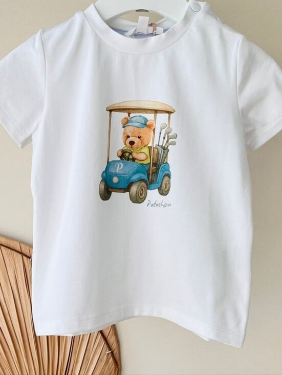 Patachou Other - NWT Patachou 4T Boy Teddy Bear Golf Cart Graphic Tee European Luxury Designer